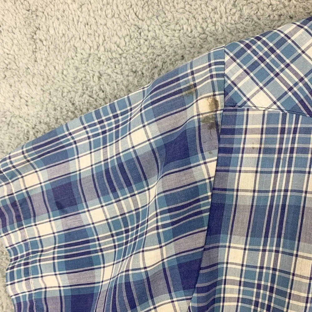 Wrangler Western Shirt Mens Extra Large‎ Blue Plaid Cowboy Southwest Camp Rodeo
